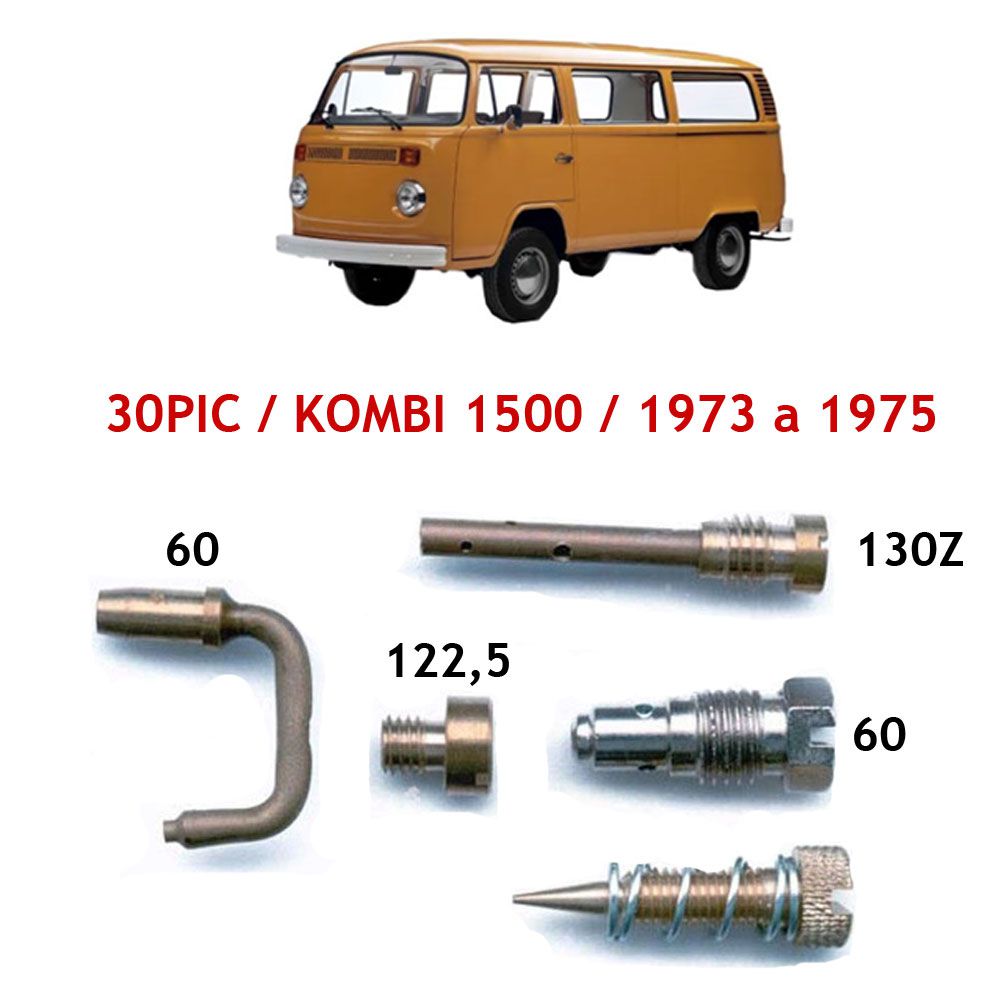 Kit Gicle Carburador Solex 30 PIC Kombi 1500 1973 até 1975 Gasolina