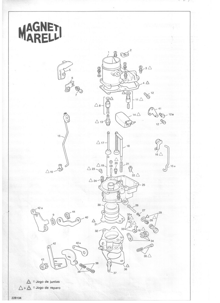 Kit Gicle Carburador Weber DFV 228 Corcel Belina 1.4 Gasolina 1974 a 1980