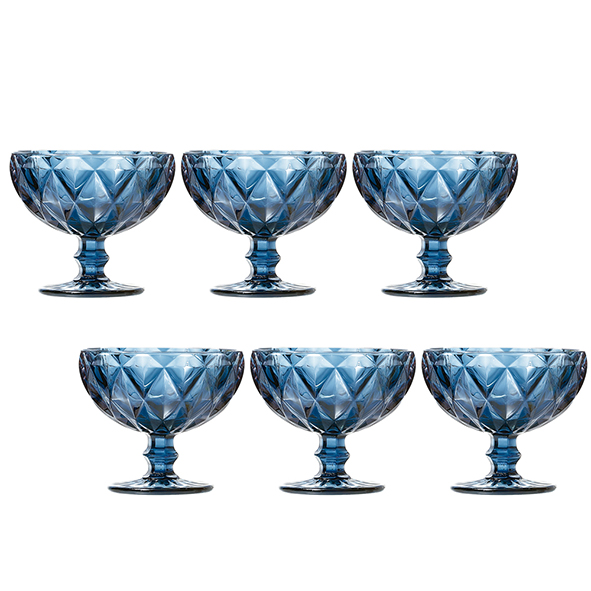 Jogo de Taças Sobremesa Diamante Azul 310 ml Class Home