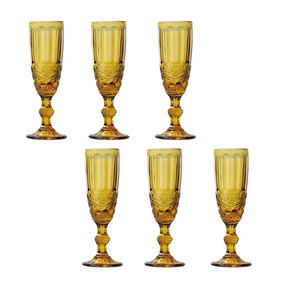 Jogo Taças Champagne Elegance Amber 140ml Class Home