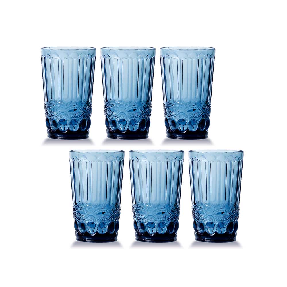 Kit Jarra 1L + 6 Copos Elegance Azul Class Home