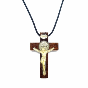 Crucifixo de São Bento no cordão grosso 5,4 cm