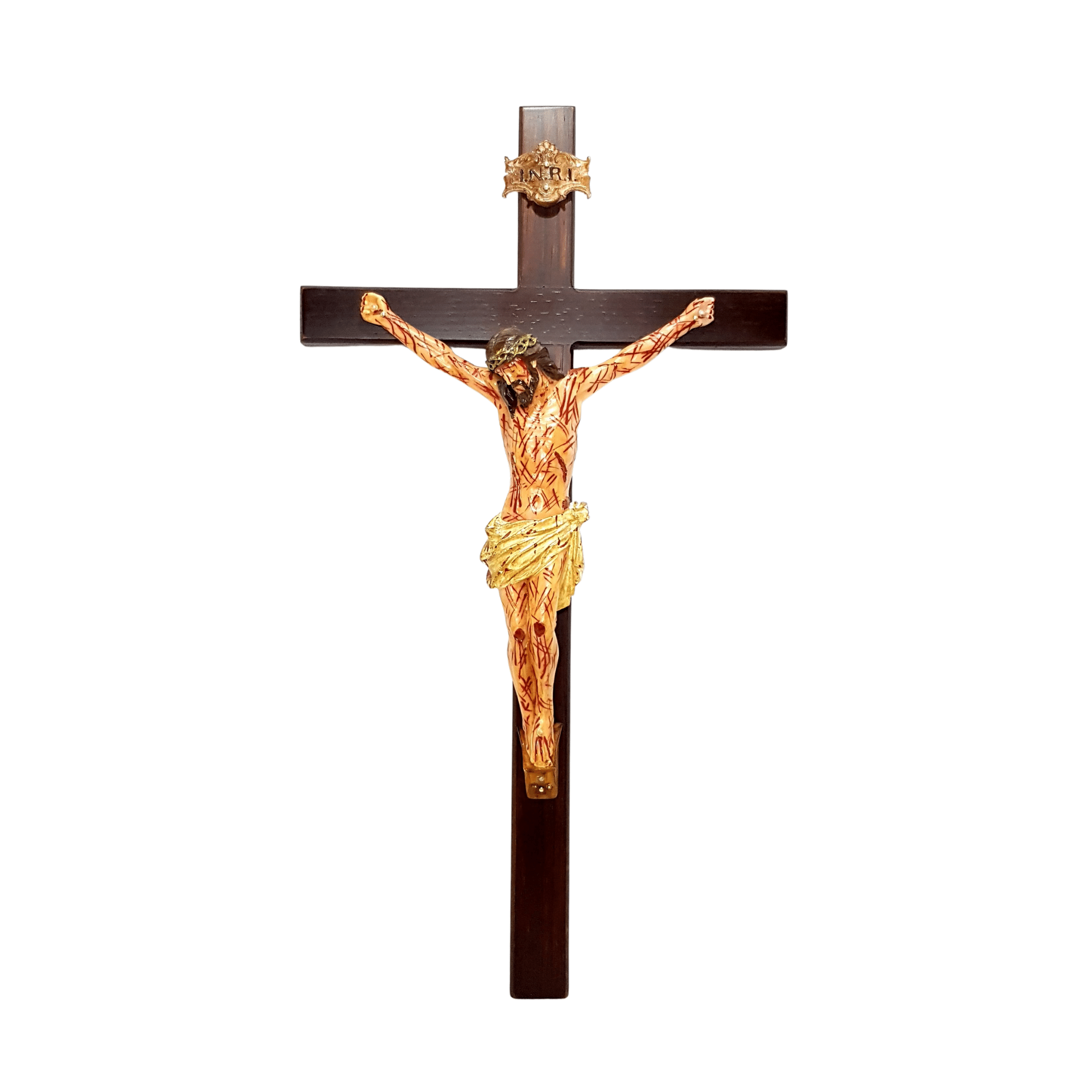 Crucifixo de parede 50 cm com Cristo Chagado em Resina