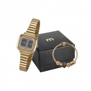 Relógio Feminino Mondaine 53717LPMVDE1K2 28mm Aço Dourado + Pulseira Dourada