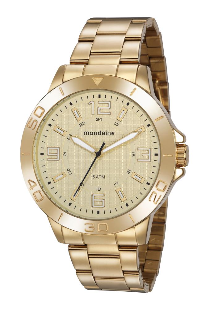 Relógio Masculino Mondaine 76756GPMVDE3 48mm Aço Dourado
