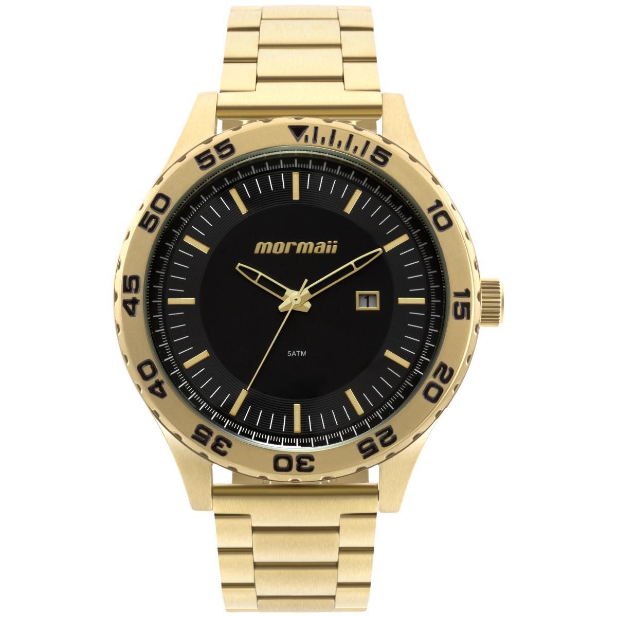 Relógio Masculino Mormaii MO2115AZ4P Pulseira Aço Dourada
