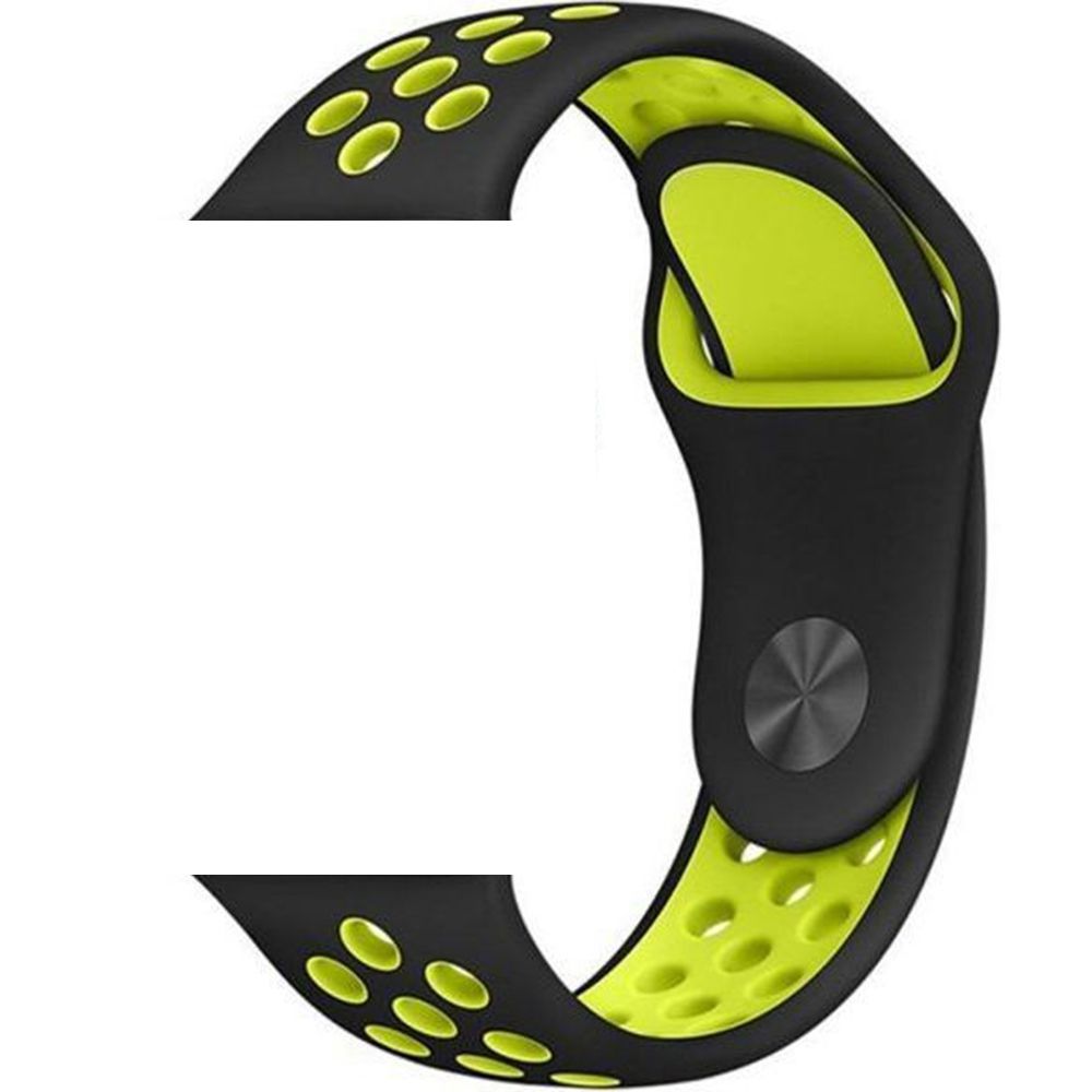 Pulseira Sport Silicone Nk Furo Para Smart Watch 1 2 3 4- 42/44mm - Preto e Verde Neon