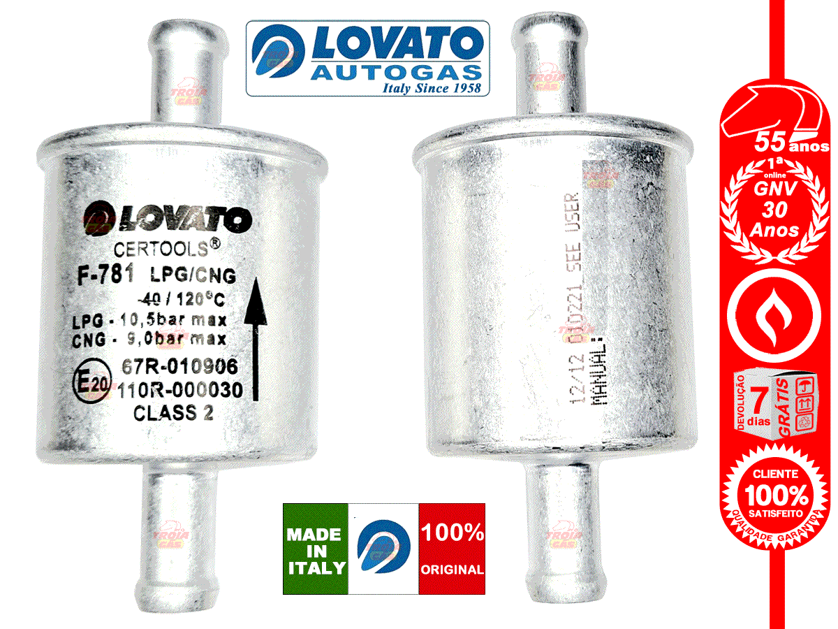 2 Filtros GNV 12 mm Lovato Original 5ª e 6ª geração protege bicos kits gás