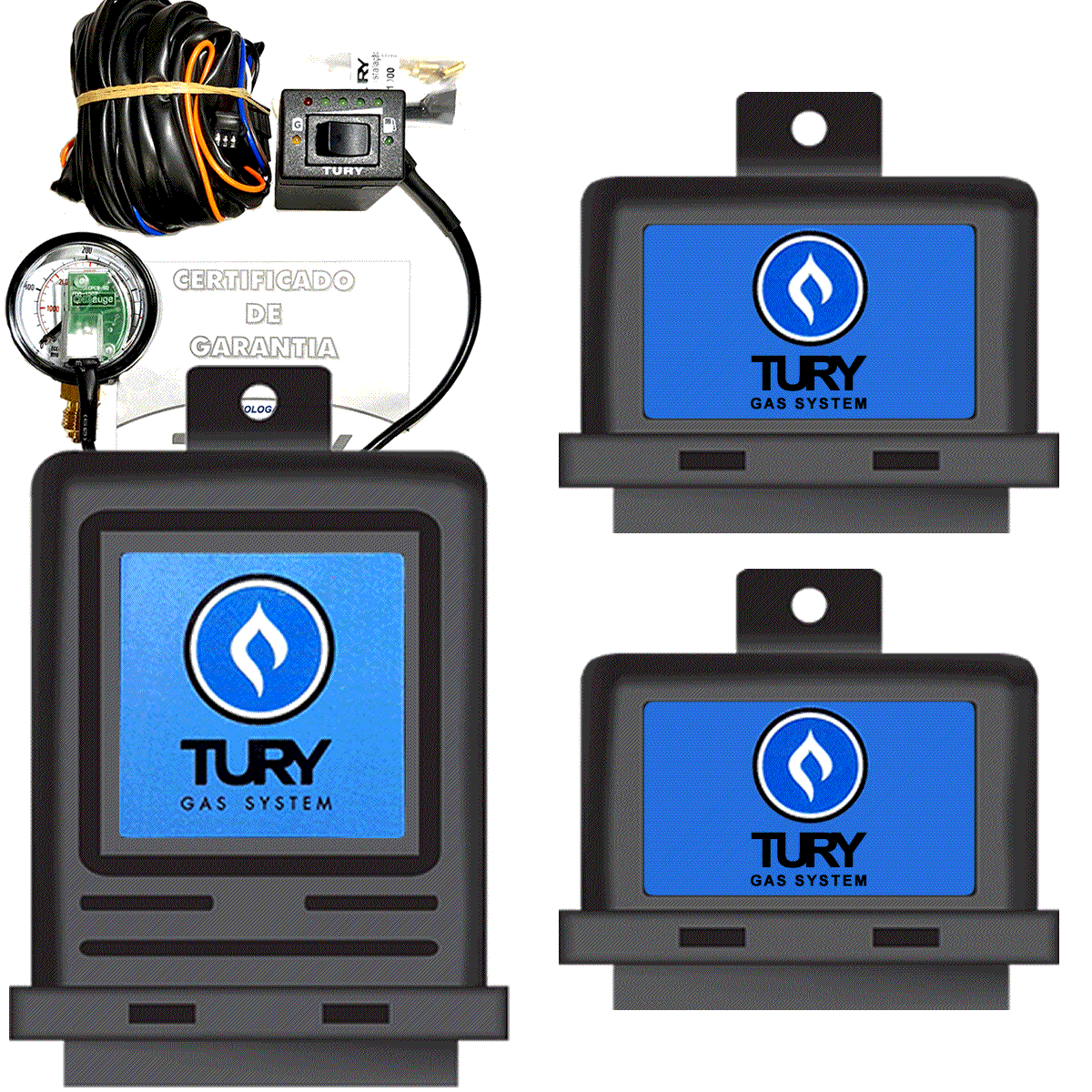 Kit GNV 3ª Geração Eletrônicos Comutadora, Variador, Emulador de Bicos e Simulador de Sonda TURY