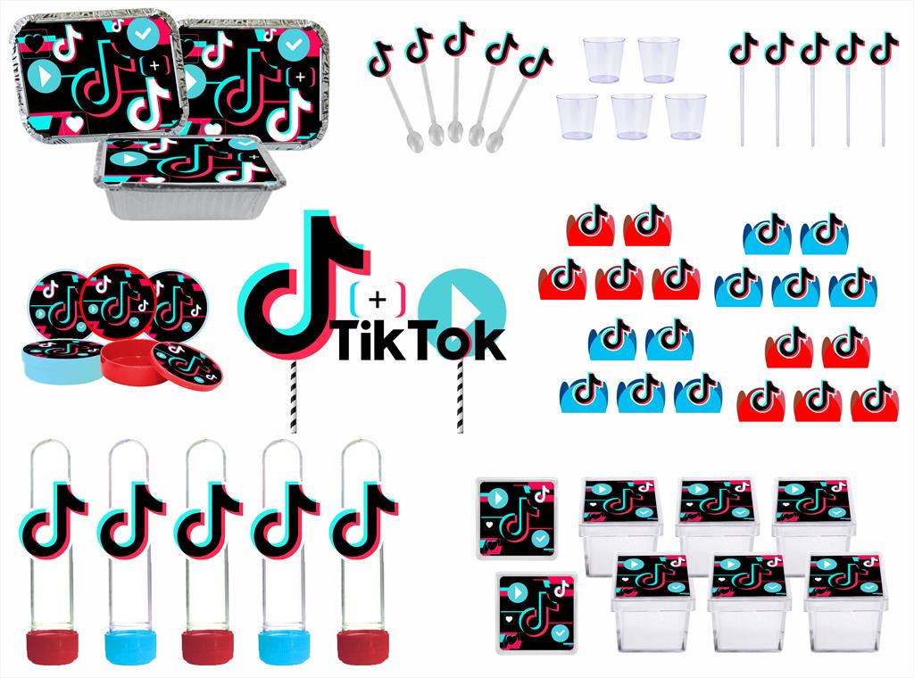 Kit festa Tik Tok (colorido) 191 peças (20 pessoas)