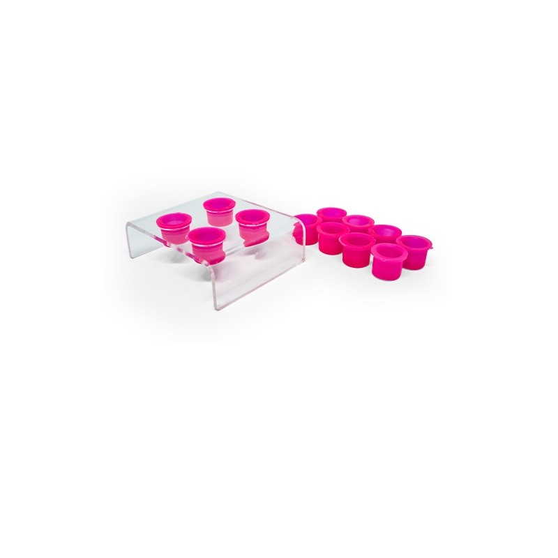 Porta Batoque para Micropigmentação com 12 Batoques - Rosa