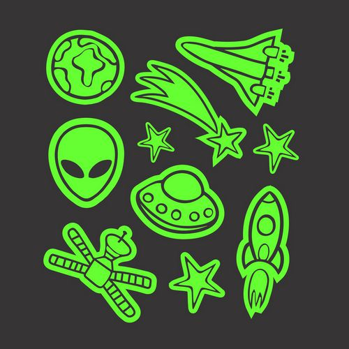 Glowfun Tatuagem Temporária Espaço Aliens