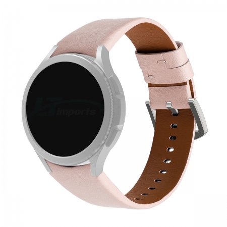 Pulseira de Couro compatível com Samsung Galaxy Watch 4 44mm e 44mm - Galaxy Watch 4 Classic 46mm e 42mm (Rosa)