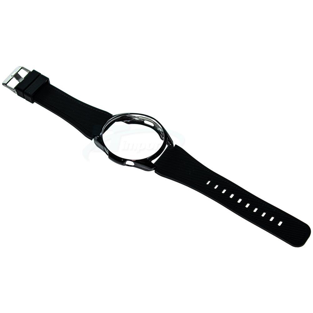 KIT Pulseira + Capa Protetora Bumper compatível com Galaxy Watch 3 45mm (PRETO)