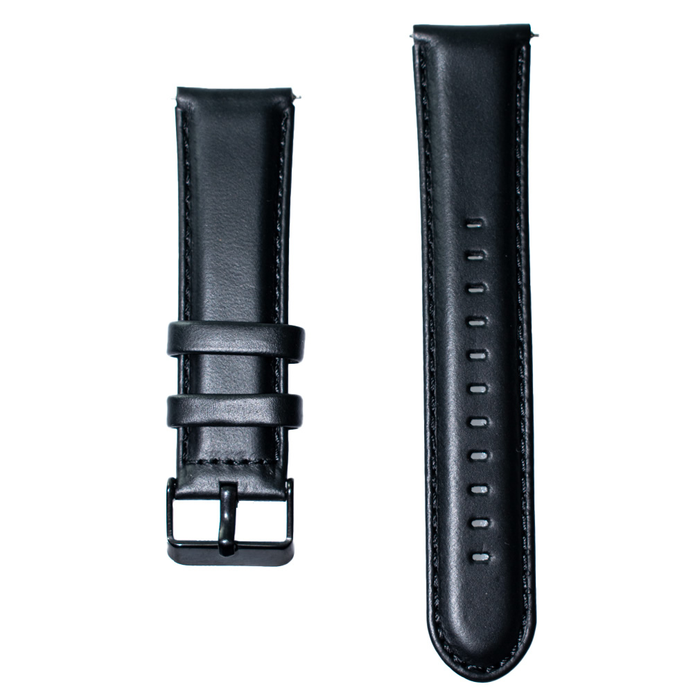 Pulseira 22mm Clássica de Couro compatível com Galaxy Watch 3 45mm - Galaxy Watch 46mm - Gear S3 Frontier - Amazfit GTR 47mm - Amazfit GTR 2 (PRETO)
