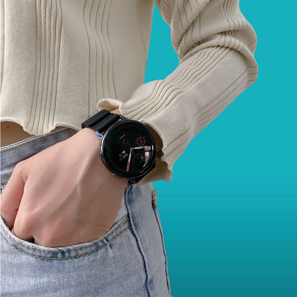 Pulseira 20mm Borracha Magnetica compativel com Samsung Galaxy Watch Active 40mm, Active 2 44mm, Galaxy Watch 3 41mm, Galaxy Watch 42mm, Amazfit GTR 42mm, GTS 3, Bip 3