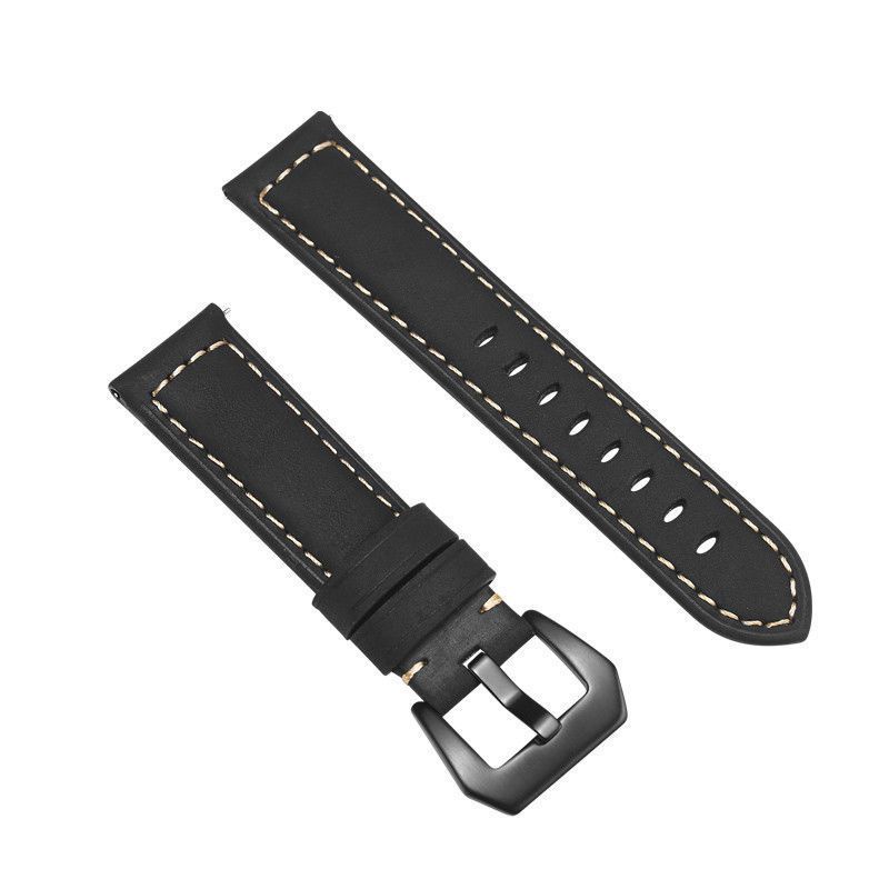 Pulseira 22mm Couro BK compatível com Samsung Galaxy Watch 3 45mm - Galaxy Watch 46mm - Gear S3 Frontier - Amazfit GTR 47mm (PRETO)