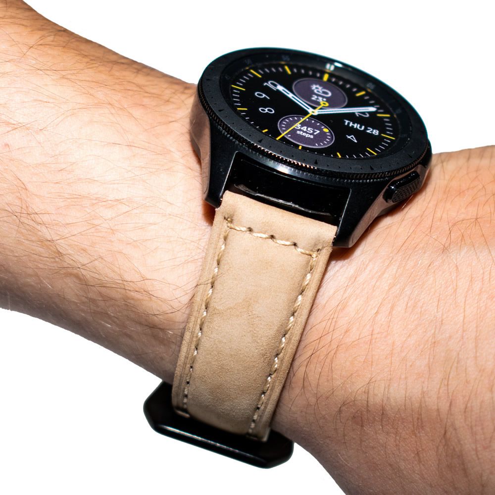 Pulseira 20mm Couro BK compatível com Samsung Galaxy Watch Active 1 e 2 - Galaxy Watch 3 41mm - Galaxy Watch 42mm (Caqui)