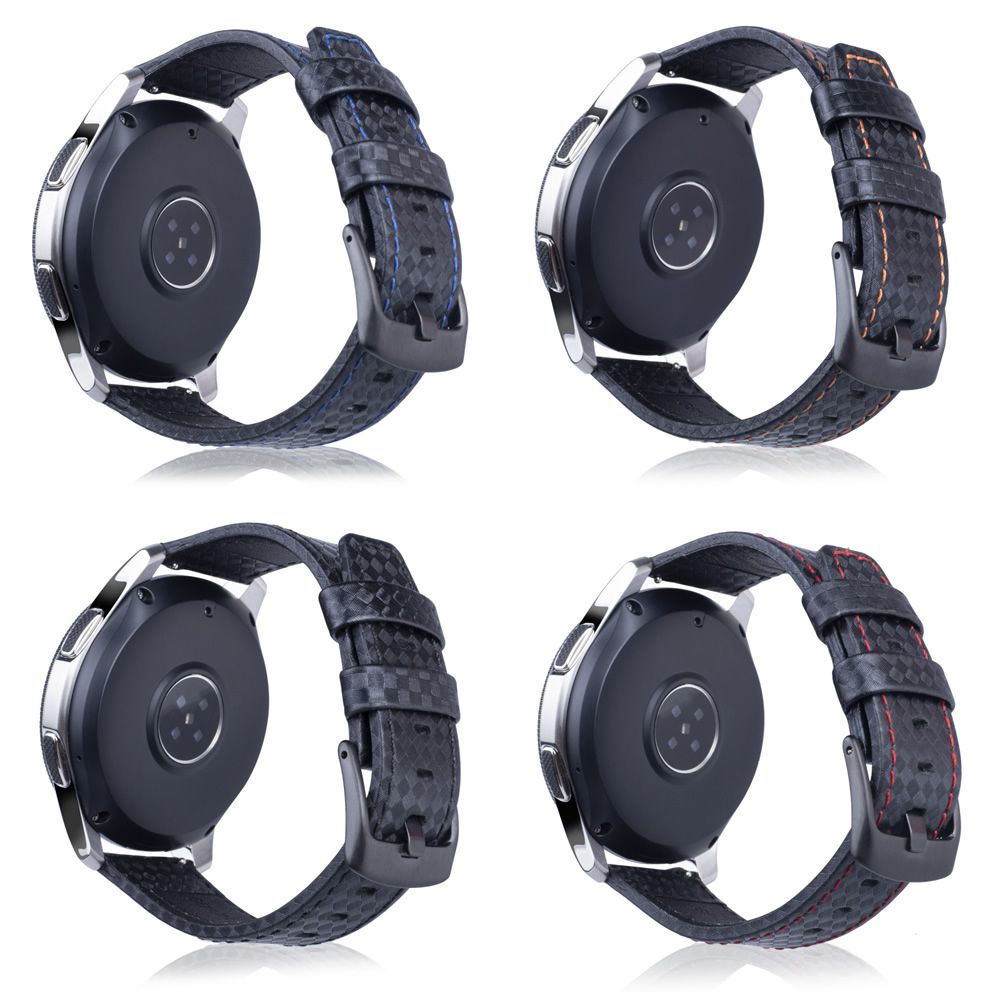 Pulseira Couro Carbon compatível com Samsung Galaxy Watch 3 45mm - Galaxy Watch 46mm - Gear S3 Frontier - Amazfit GTR 47mm