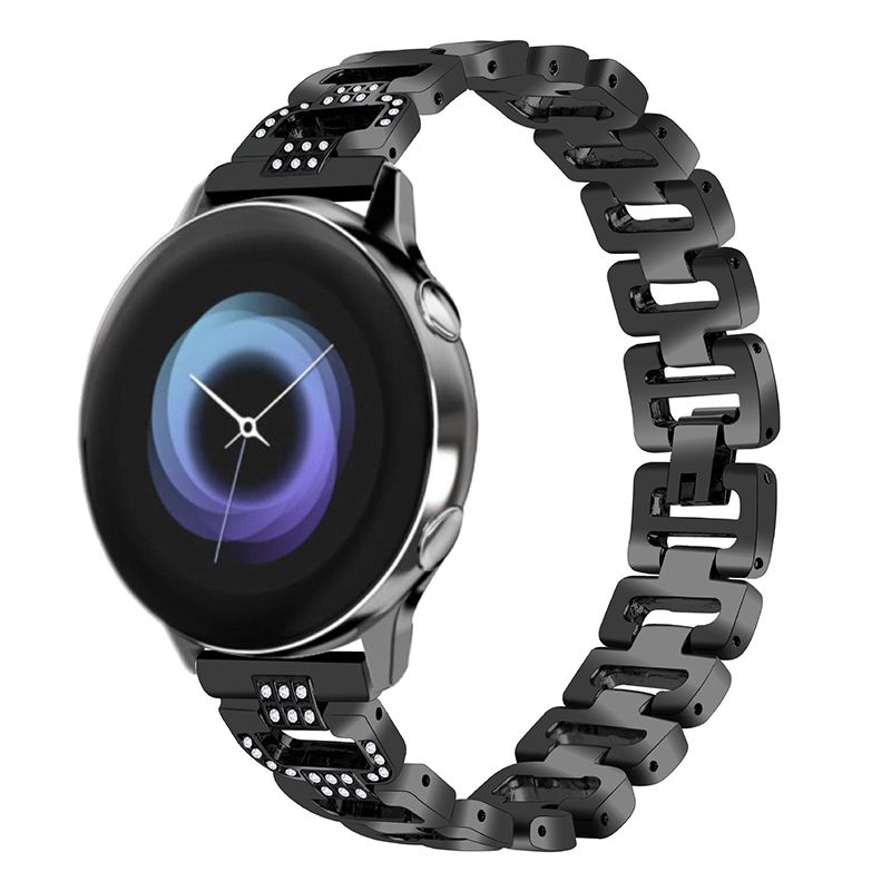 Pulseira 20mm Luxury Slim compatível com Galaxy Watch Active 1 e 2 - Galaxy Watch 3 41mm - Galaxy Watch 42mm - Amazfit GTR 42mm (Preto)