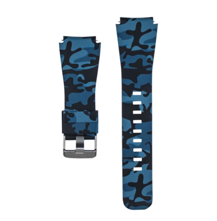 Pulseira Camuflada Militar compatível com Samsung Galaxy Watch 3 45mm - Galaxy Watch 46mm - Gear S3 Frontier - Amazfit GTR 47mm (AZUL)