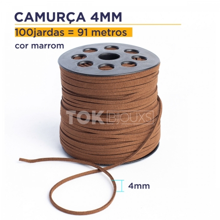Cordão Camurça - 4mm - Marrom Escuro - 100 Metros