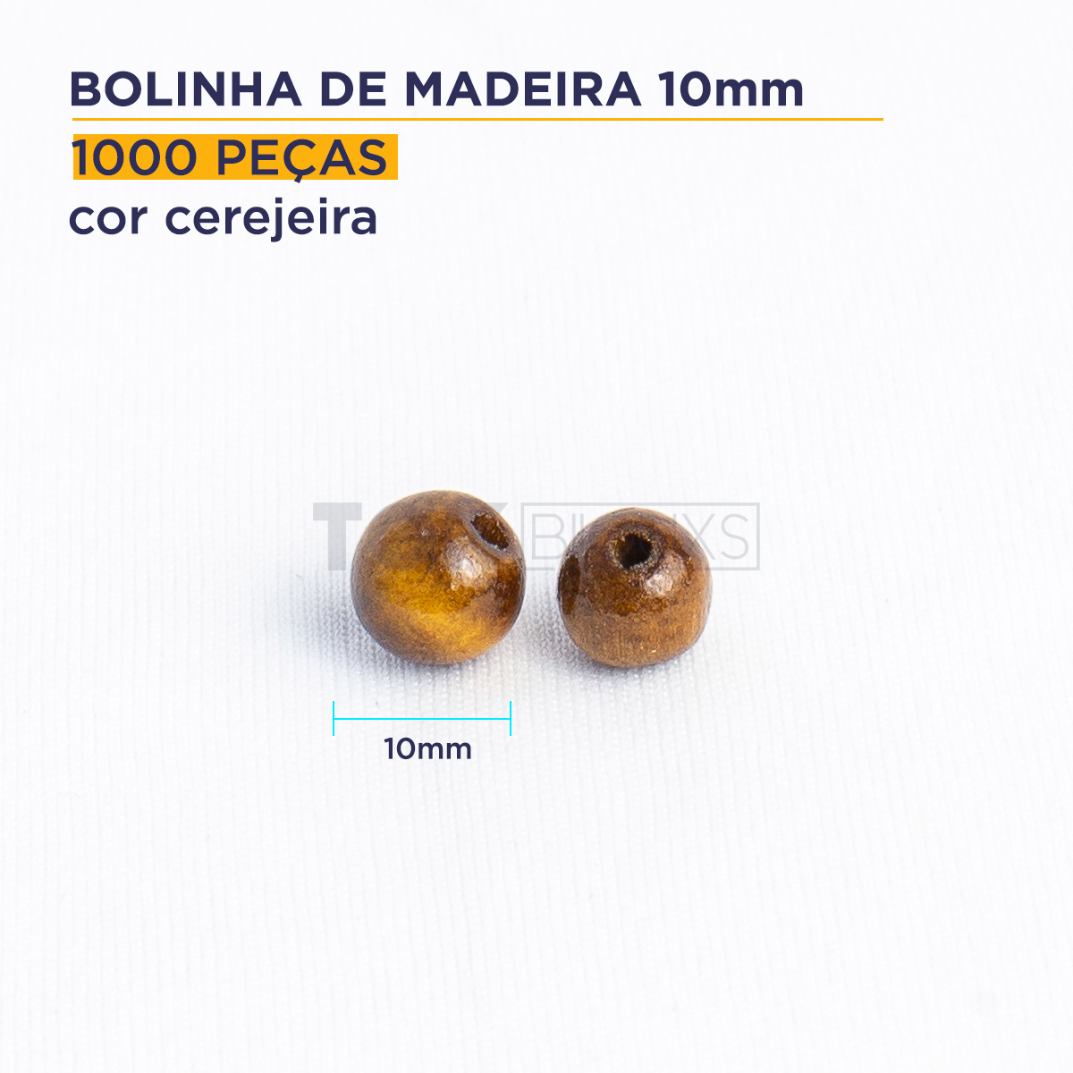 Bolinha de Madeira - 10mm - Cerejeira - 1000 Peças