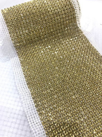 Promoção - Manta Strass para Costura Dourado - 12x10 cm