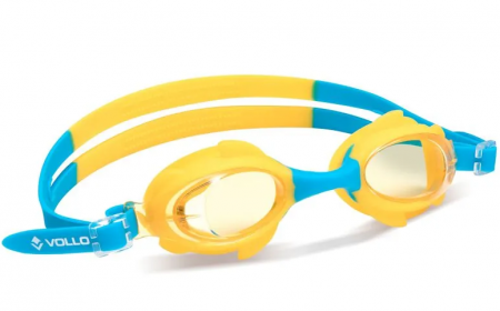 Oculos De Natação Vollo Junior Shark Fin - Azul/Amarelo
