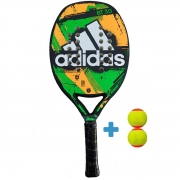 Raquete de Beach Tennis Adidas BT 3.0 - Verde/Laranja + 2 Bolas Beach Tennis