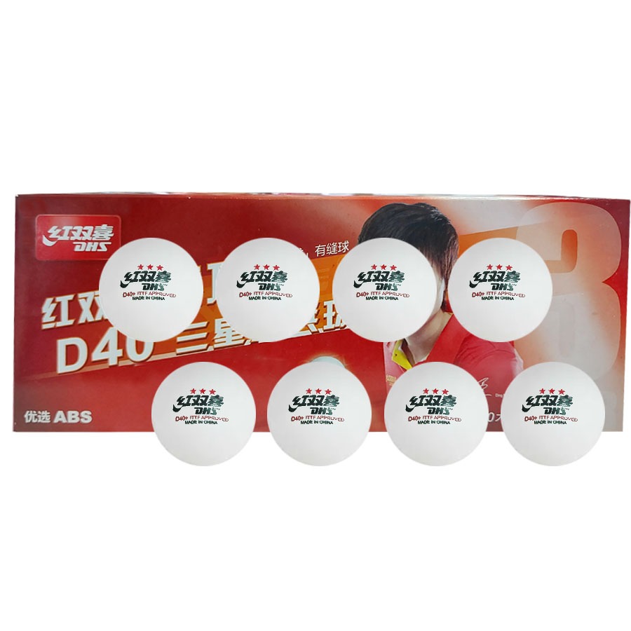 Bola de Ping Pong Plástico ABS DHS D40+ - Caixa com 10 Bolas - REAL ESPORTE