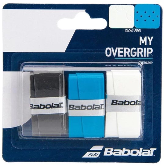 Overgrip Babolat My Overgrip X3 - Branco/Azul/Preto - REAL ESPORTE