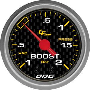 Manômetro ODG Carbon Turbo Vácuo Boost -1 a 2 bar 52mm