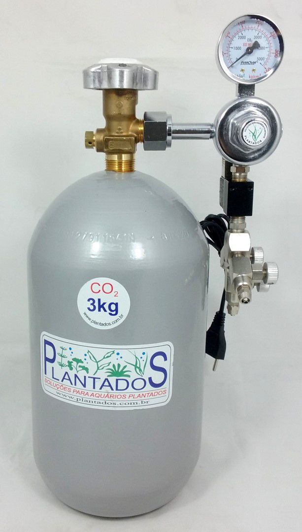 Kit CO2 c/ cilindro de aço 3kg e 3 saídas p/ aquário