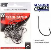 Kit 25 Anzóis de Pesca Marine Sports Super Maruseigo Black N-22
