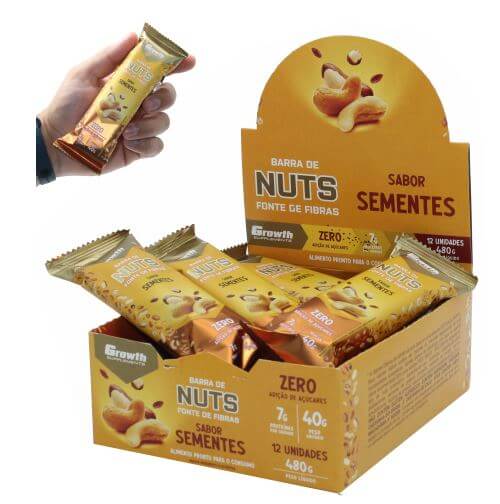 Barra Nuts Growth Fonte Fibras Vitamina Proteina Zero Acucar