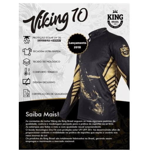 Camiseta De Pesca King Proteção Solar Uv Viking 10 Tucunaré