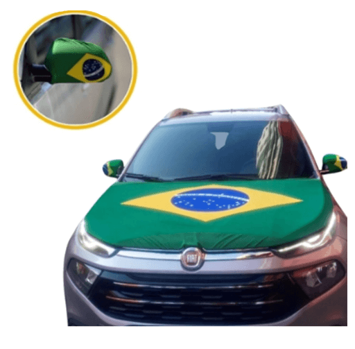 Kit Bandeira Brasil Capo E Retrovisor Carro P/ Copa Do Mundo