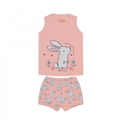 Pijama Have Fun Feminino Infantil Rosa Coelinho Felpudo