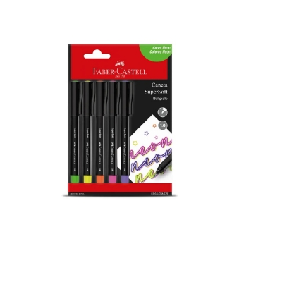 CANETA SUPERSOFT PEN 1.0MM NEON 5 CORES FABER-CASTELL