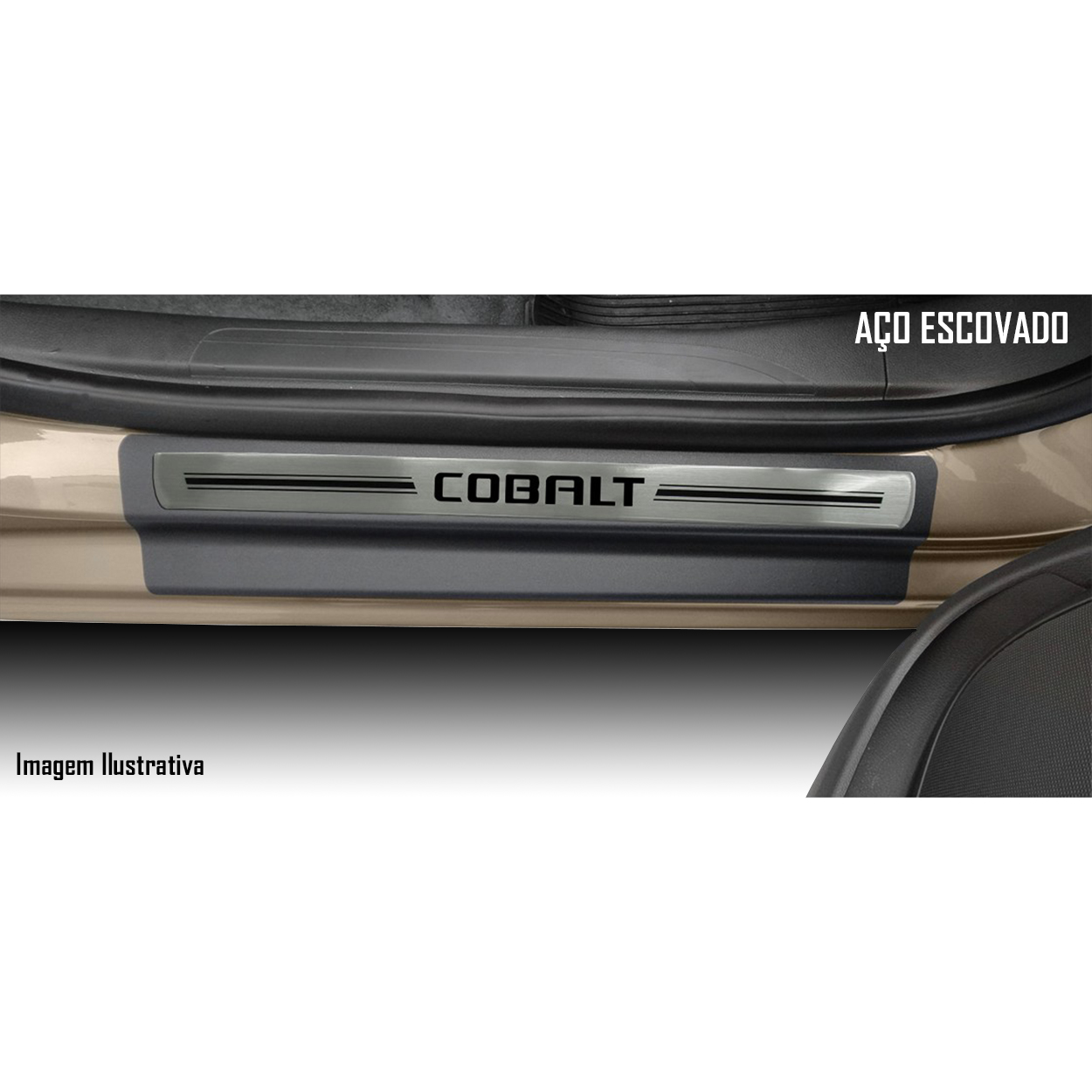 Jogo Soleira Premium Elegance Chevrolet Cobalt 2012 a 2021 - ( Vinil + Resinada 4 Peças )
