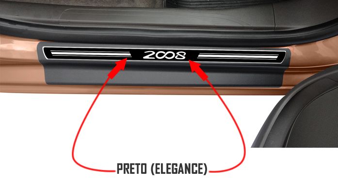 Jogo Soleira Premium Elegance Peugeot 2008 4 Portas 2016 a 2023 (Vinil + Resinada 8 Peças)