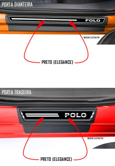 Jogo Soleira Premium Elegance Vw Polo 2018 em Diante - 4 Portas ( Vinil + Resinada 8 Peças )