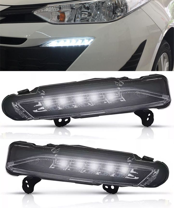 Kit Farol de Milha Neblina Toyota Yaris Hatch e Sedan Com LED DRL