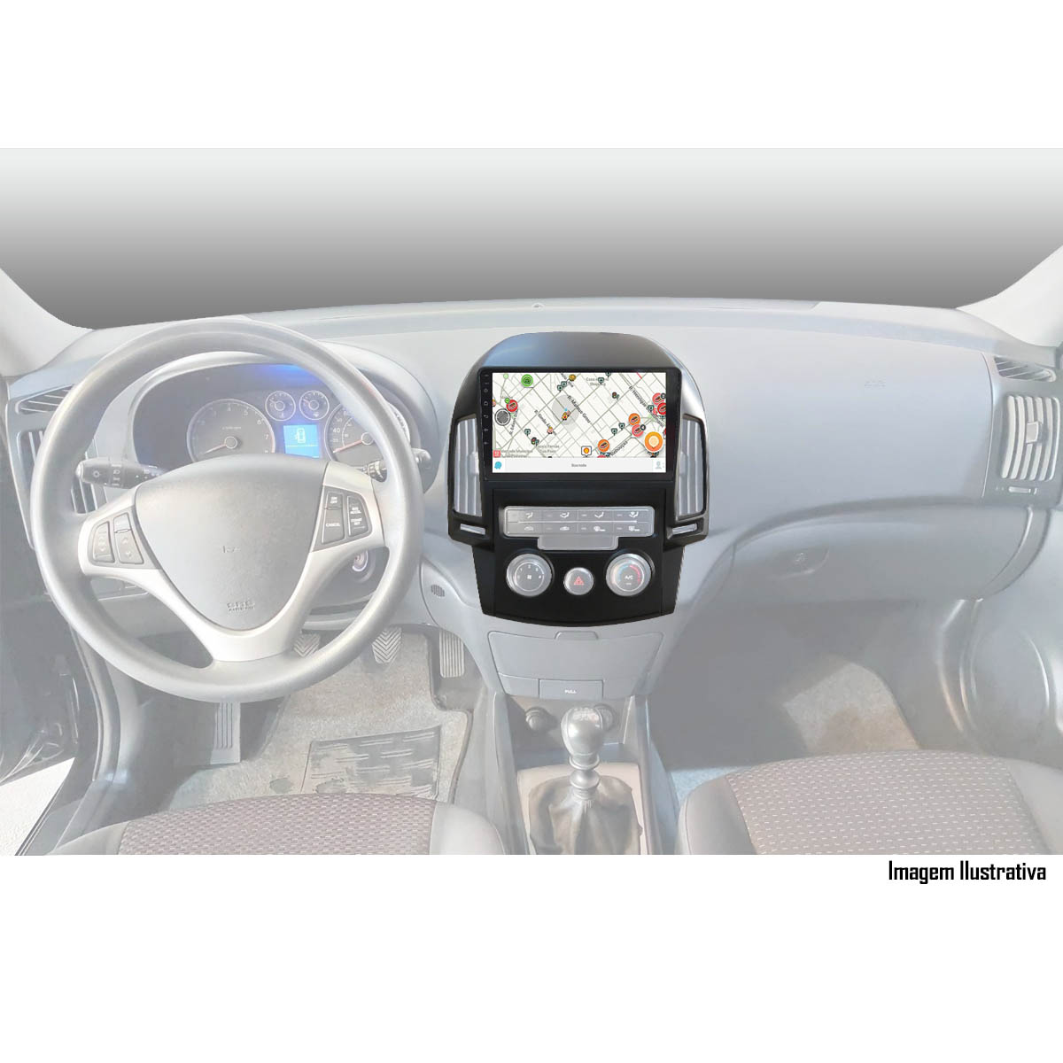 Multimídia 9" Hyundai I30 2009 até 2013 Espelhamento USB Bluetooth + Câmera de Ré + Moldura + Adaptador de Antena + Interface Comando de Volante