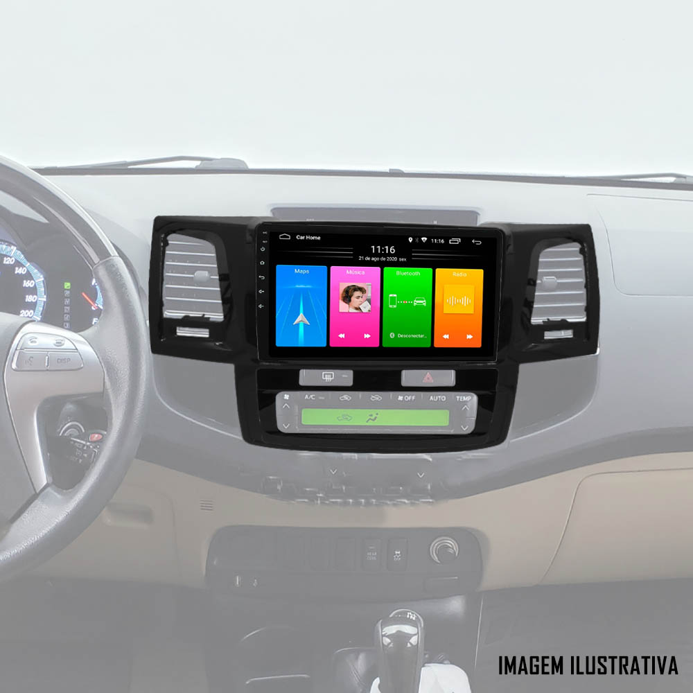 Multimídia 9" Polegadas Android Toyota Hilux 2014 e 2015 + Câmera Ré + Moldura + Chicote + Adaptador de Antena