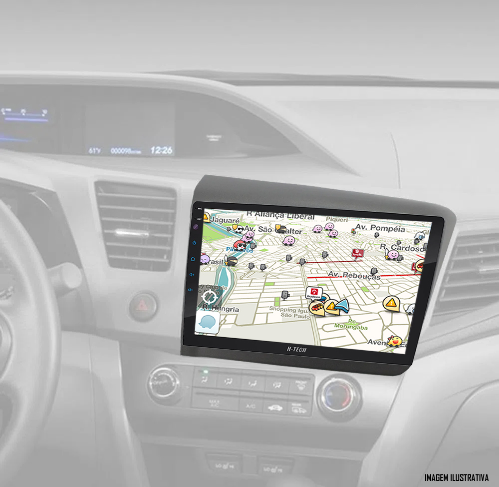 Multimídia 9" Polegadas Honda Civic 2012 à 2016 Espelhamento USB Bluetooth + Moldura Painel + Interface Volante + Chicotes + Câmera de Ré