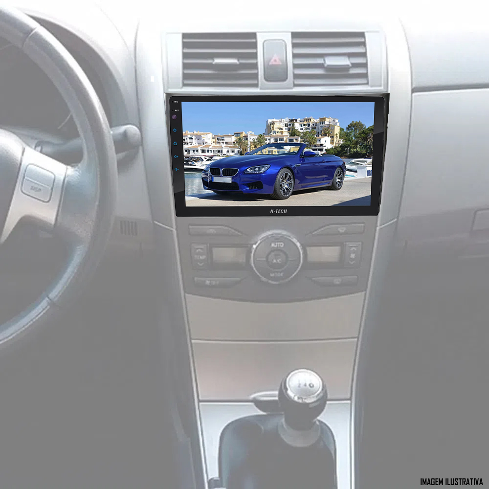 Multimídia 9" Polegadas Toyota Corolla 2009 à 2014 Espelhamento USB Bluetooth + Moldura Painel + Chicotes + Câmera de Ré