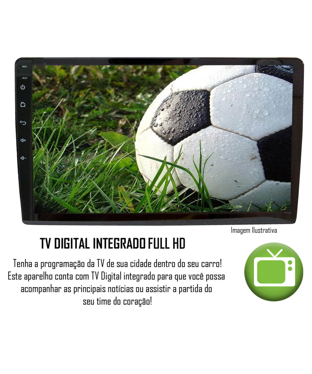 Multimídia Android S300 9" TV FULL HD + Câmera Borboleta