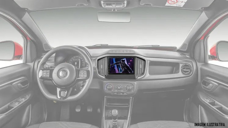 Multimídia MP5 Fiat Strada 2020 2021 7" Polegadas Espelhamento Bluetooth USB SD Card + Moldura Painel 2 Din + Câmera de Ré